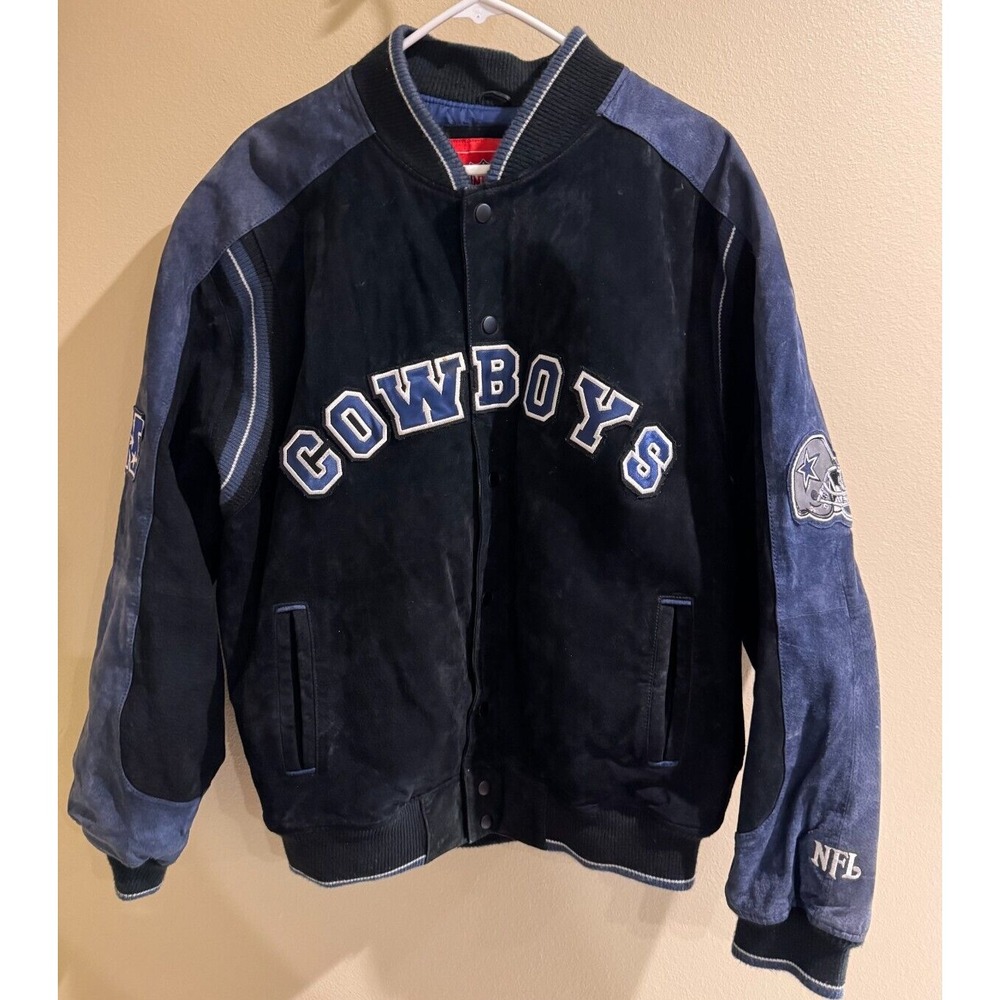 Vintage Dallas Cowboys Men's Suede Leather Bomber Jacket Size Large Post Malone